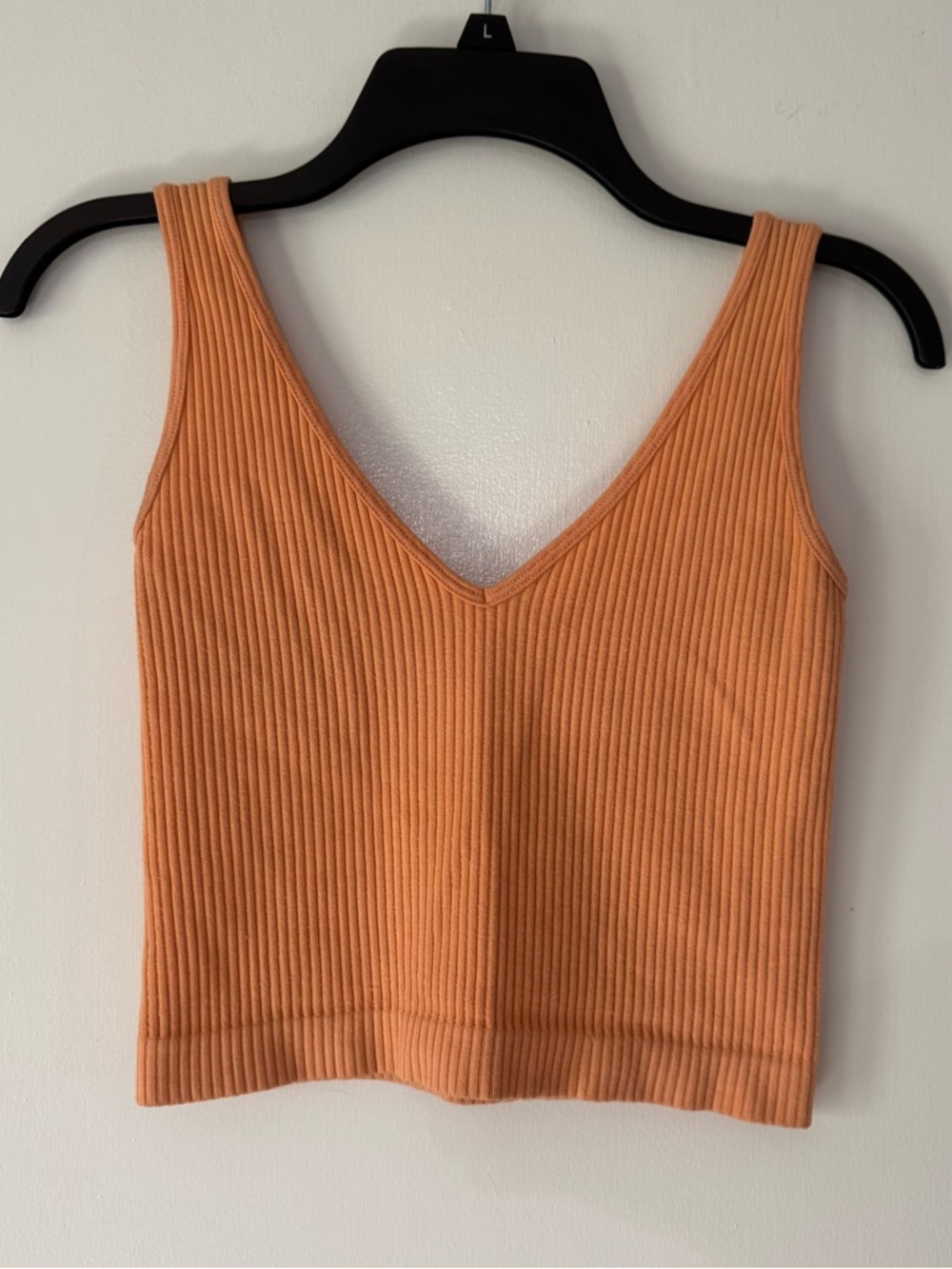 Intimately Free People Orange Solid Rib Cami Brami Crop Tank Top Size M/L